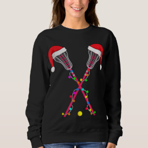 Sweatshirt Lacrosse Santa Hat Christmas Lights Funny Sport Xm
