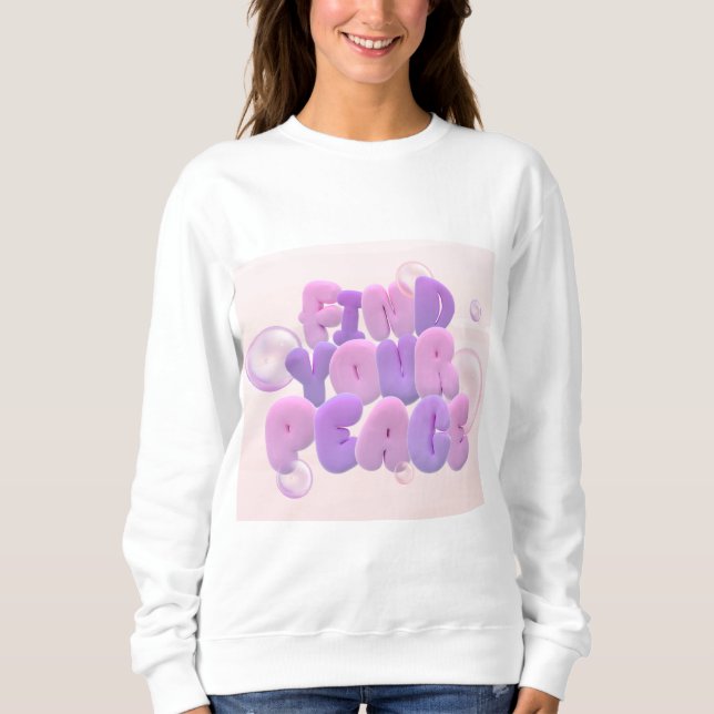 Sweatshirt Ladies Long-Sleeve Top Find Your Peace - Cozy Pink (Devant)