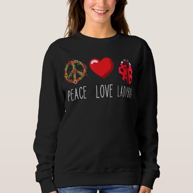 Sweatshirt Ladybug Flower Heart Love Paix Ladybug Ladybug (Devant)
