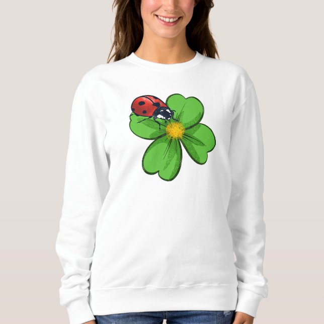 Sweatshirt Ladybugs and Green Leaves Nature Illustration Past (Devant)