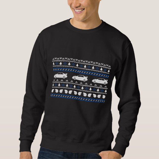 Sweatshirt laid de voiture de Turbo de Noël (Devant)