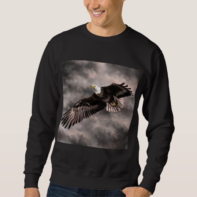 Sweatshirt L'aigle à tête blanche américain s'envole dans des (Devant)