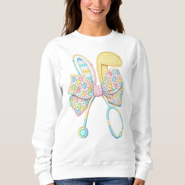 Sweatshirt Laine d'infirmière de Pâques Crochet Oreilles de L (Devant)