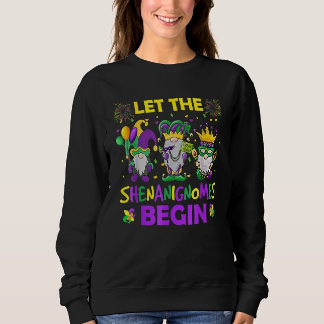Sweatshirt Laissez les Shenanigans Commencer Mardi Gras Gnome (Devant)