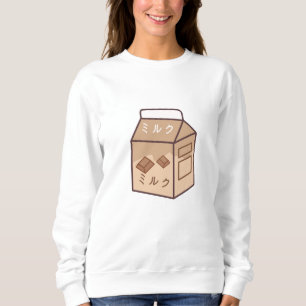 Sweatshirt Lait de chocolat japonais rétro à la vache de Kawa