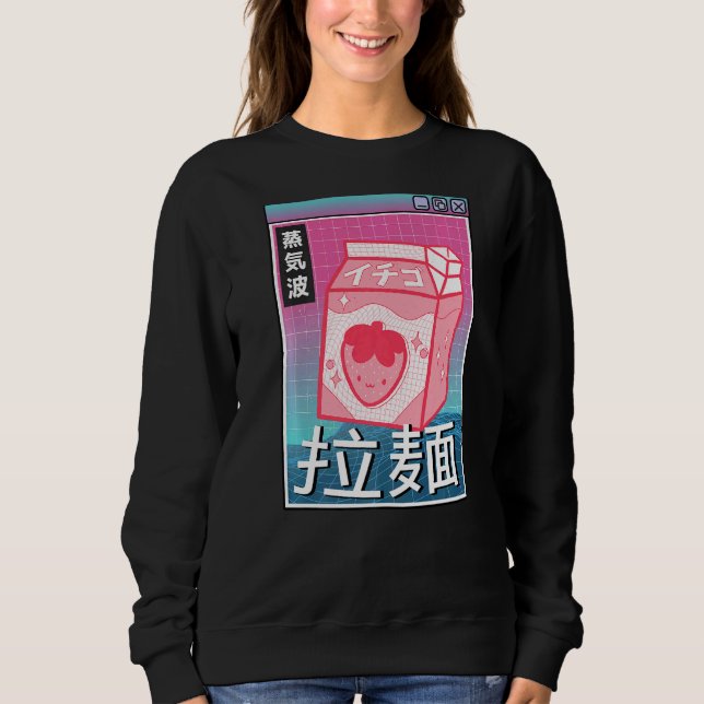 Sweatshirt Lait fraise numérique Japon style Otaku ordinateur (Devant)