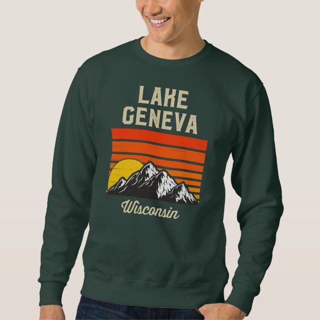 Sweatshirt Lake Geneva Wisconsin Retro City State USA  (Devant)