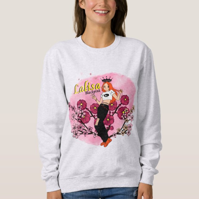 Sweatshirt Lalisa art - rose noire Lisa (Devant)