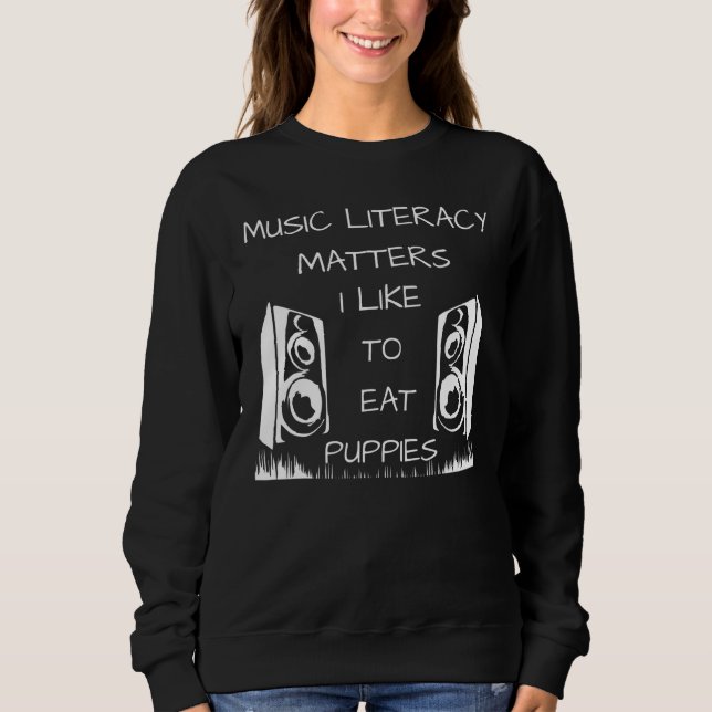 Sweatshirt L'alphabétisation musicale compte, j'aime manger d (Devant)