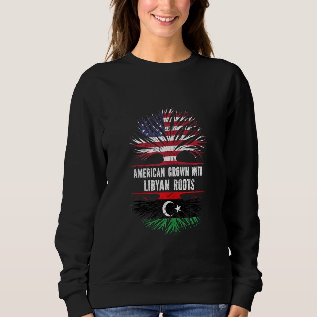 Sweatshirt L'Amérique Grandit Avec Des Racines Libyennes Drap (Devant)