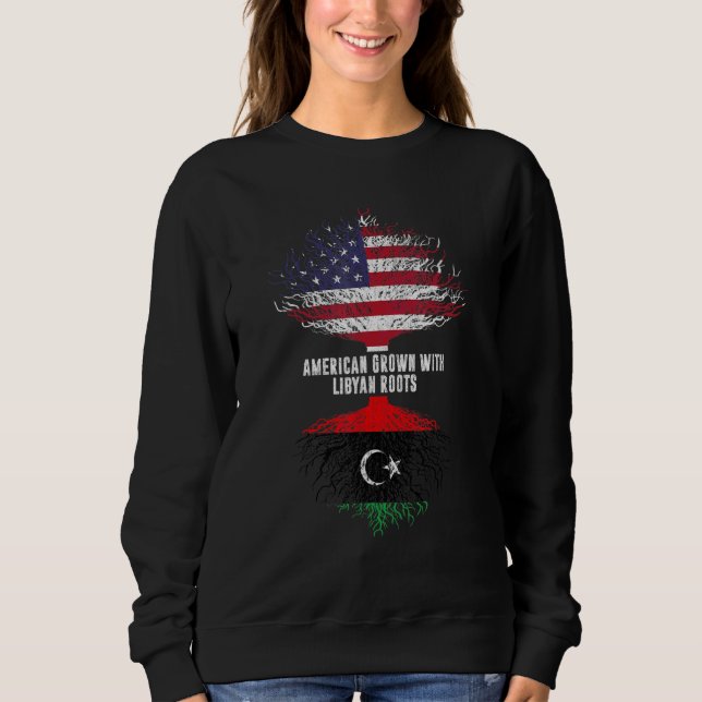 Sweatshirt L'Amérique Grandit Avec Des Racines Libyennes Drap (Devant)