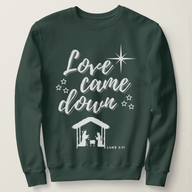 Sweatshirt L'amour est tombé Luc 211 Jésus Joyeux Noël Noël N (Design devant)