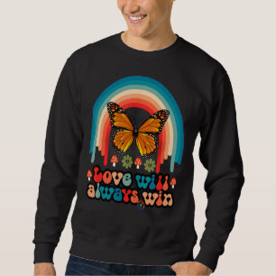 Sweatshirt L'Amour Gagnera Toujours Le Papillon Arc-En-Ciel F