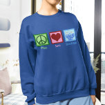 Sweatshirt L'amour pour la paix Hanoukka<br><div class="desc">Peace Love Hanoukka sweatshirt pour une femme juive qui aime célébrer Chanukah. Un joli signe de paix,  un coeur,  et une belle menorah.</div>