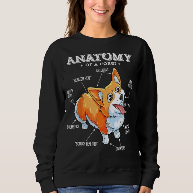 Sweatshirt L'anatomie d'un Chien drôle de T-shirt Corgi (Devant)
