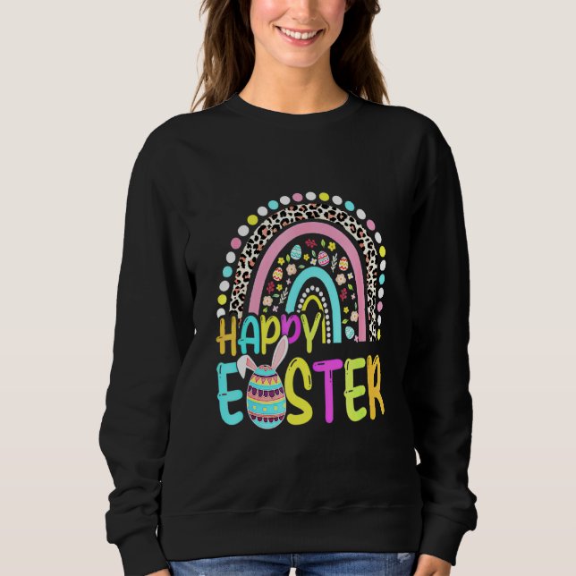 Sweatshirt Lapin arc-en-ciel de Pâques Rabbit de Pâques Chass (Devant)