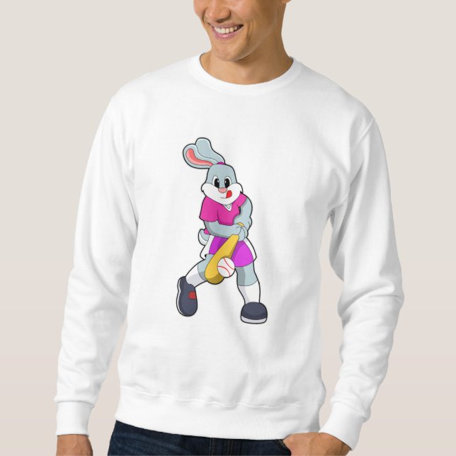 Sweatshirt Lapin au baseball avec batte de baseball (Devant)