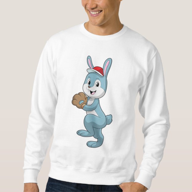 Sweatshirt Lapin au baseball avec gant de baseball (Devant)