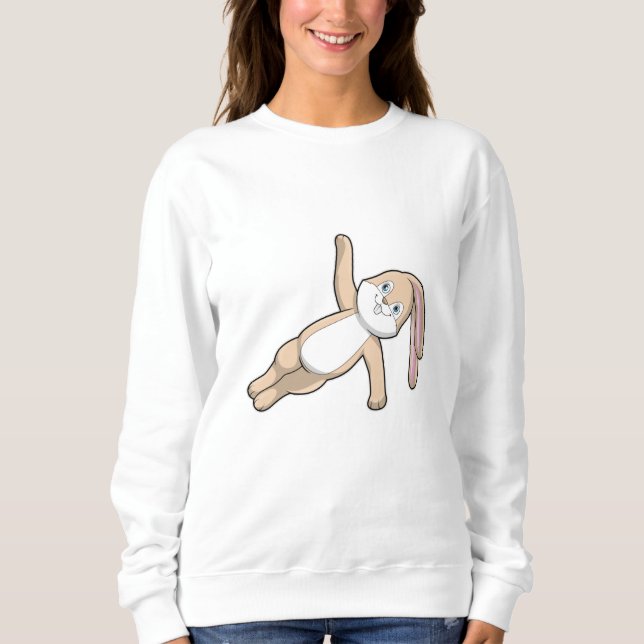Sweatshirt Lapin au Yoga Stretching (Devant)
