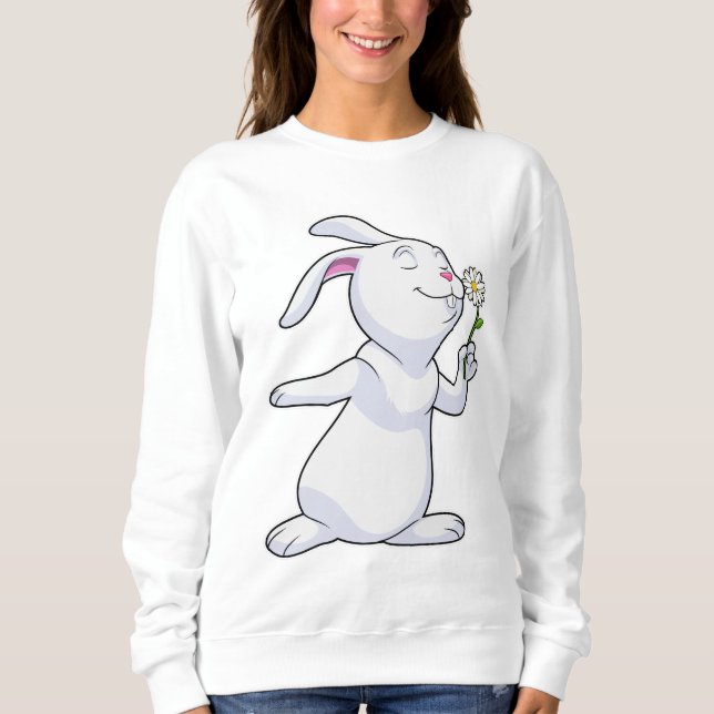 Sweatshirt Lapin avec marguerite (Devant)