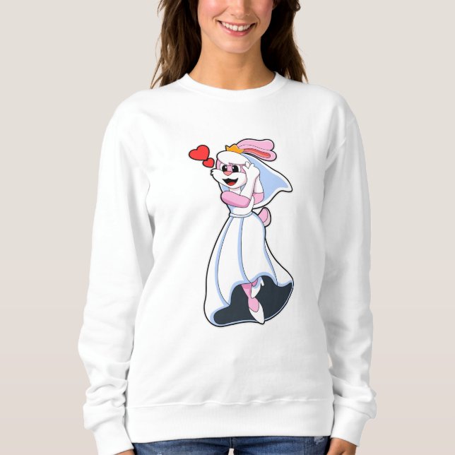 Sweatshirt Lapin avec robe de mariée et couronne (Devant)