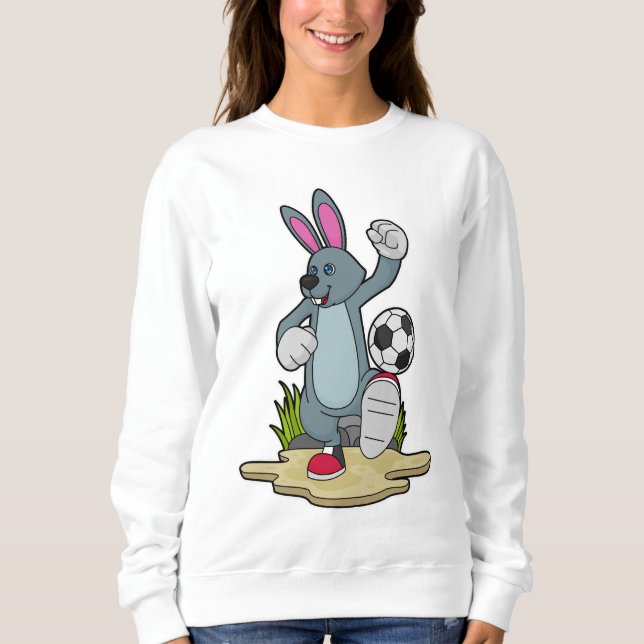 Sweatshirt Lapin comme joueur de football avec Soccer (Devant)
