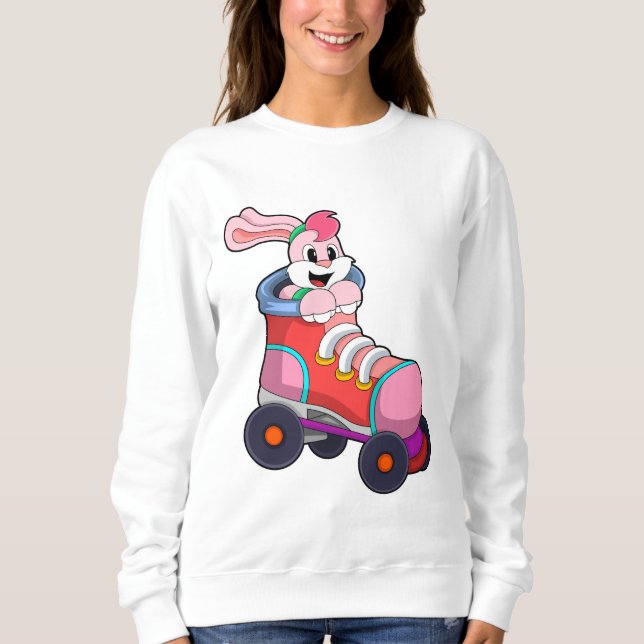Sweatshirt Lapin comme Patineur Inline avec Patins Inline (Devant)
