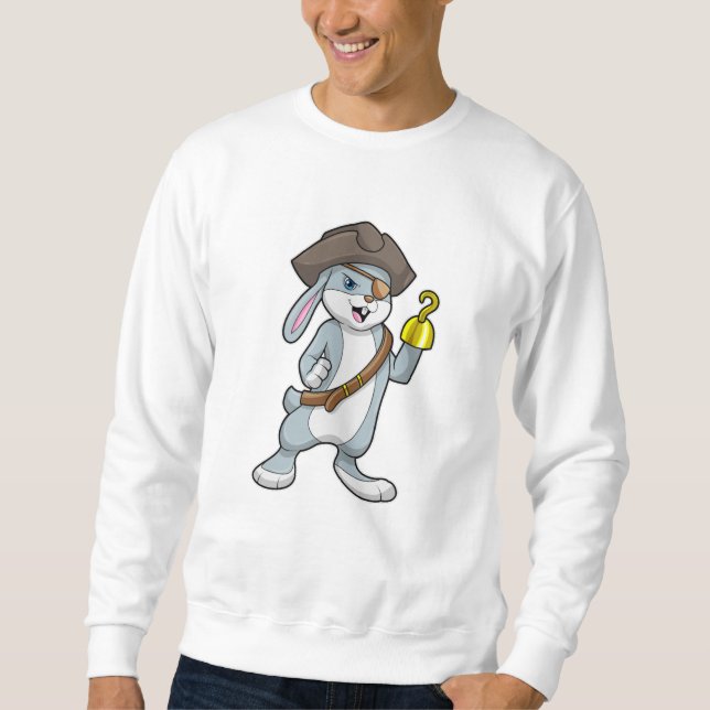 Sweatshirt Lapin comme Pirate avec crochet main et casquette  (Devant)