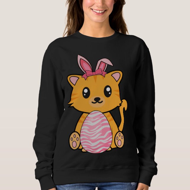 Sweatshirt Lapin de chasse aux œufs de Pâques Oreille de chat (Devant)
