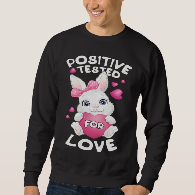 Sweatshirt Lapin de la Saint-Valentin avec cœur rose pour ell (Devant)