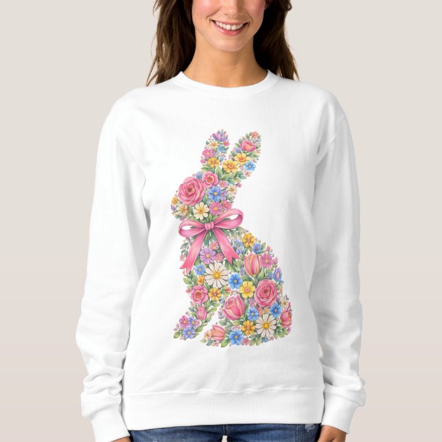 Sweatshirt Lapin de Pâques floral  (Devant)