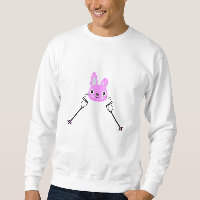 Sweatshirt Lapin de ski avec bâtons de ski (Devant)