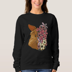 Sweatshirt Lapin En Tête De Lion Avec De Belles Fleurs