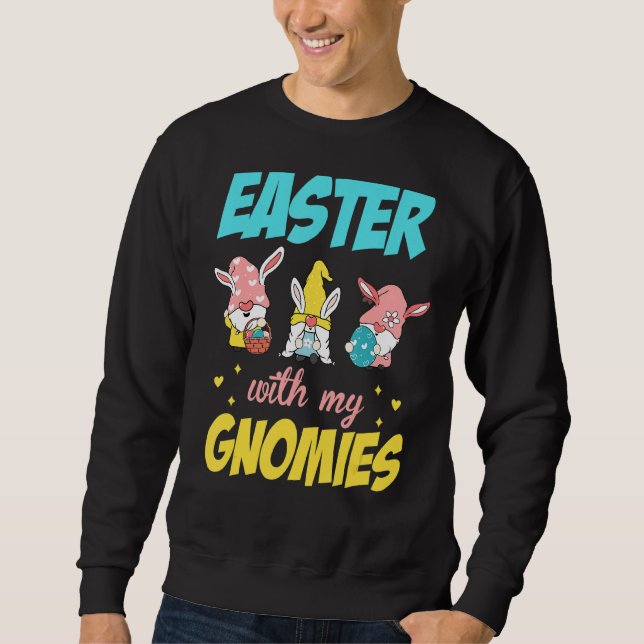 Sweatshirt Lapin Gnome Oeuf de Pâques Chasse Bunny Pâques ave (Devant)