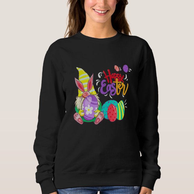 Sweatshirt Lapin Gnome Rabbit Oeufs Chasse Drôle Joyeux Pâque (Devant)