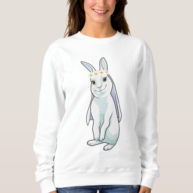 Sweatshirt Lapin marié avec couronne de fleurs (Devant)