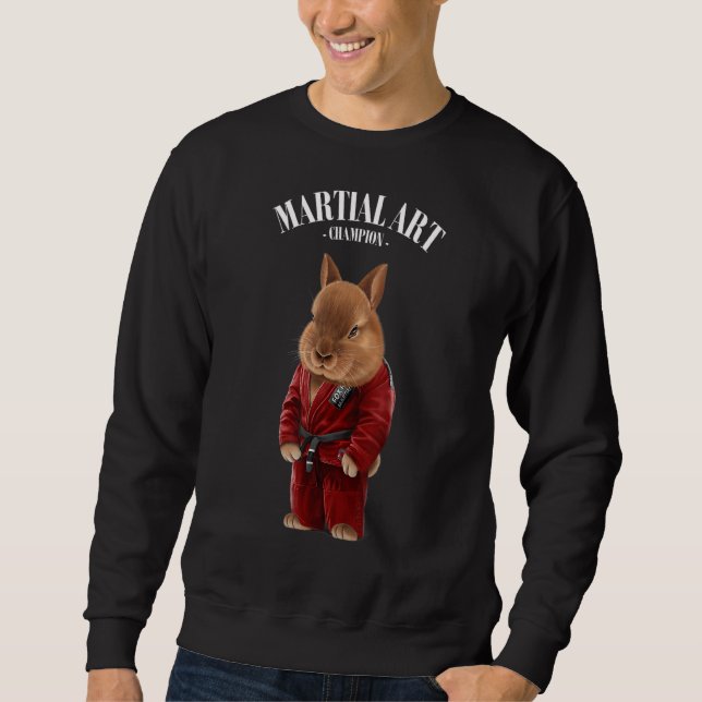 Sweatshirt Lapin nain Judo Karate Master En Judogi rouge (Devant)