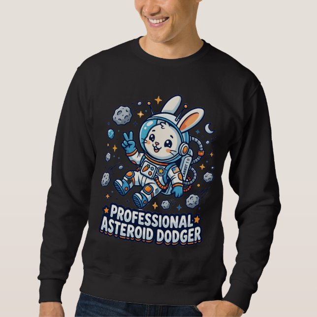 Sweatshirt Lapin professionnel évitant les astéroïdes (Devant)