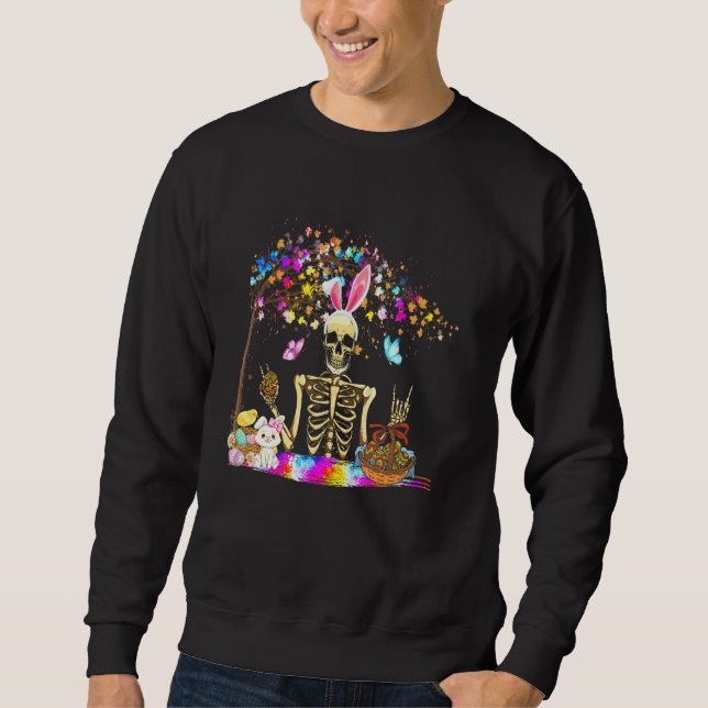 Sweatshirt Lapin Skeleton mignonne Lapin Chick Eggs Panier He (Devant)