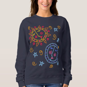 Sweatshirt L'art Abstrait du soleil et de la lune à porter