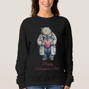 Sweatshirt L'art de la Saint-Valentin avec un ours médecin au