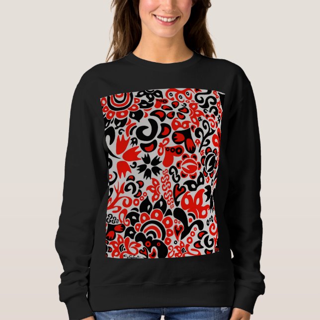 Sweatshirt L'art populaire ukrainien motif floral abstact (Devant)