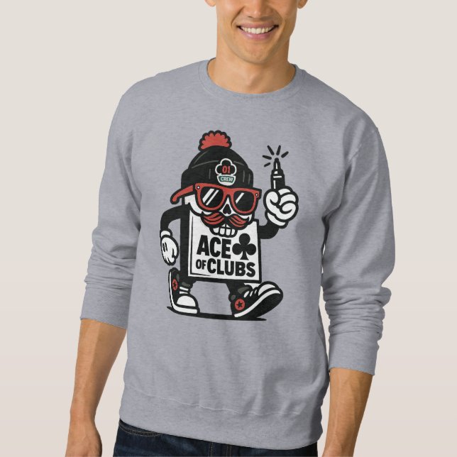 Sweatshirt L'As des Clubs Street Mascot — Poker Grind Crew (Devant)