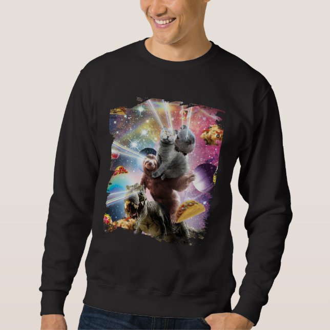 Sweatshirt Laser Eyes Space Guinea Pig Cat Sloth Dinosaur (Devant)