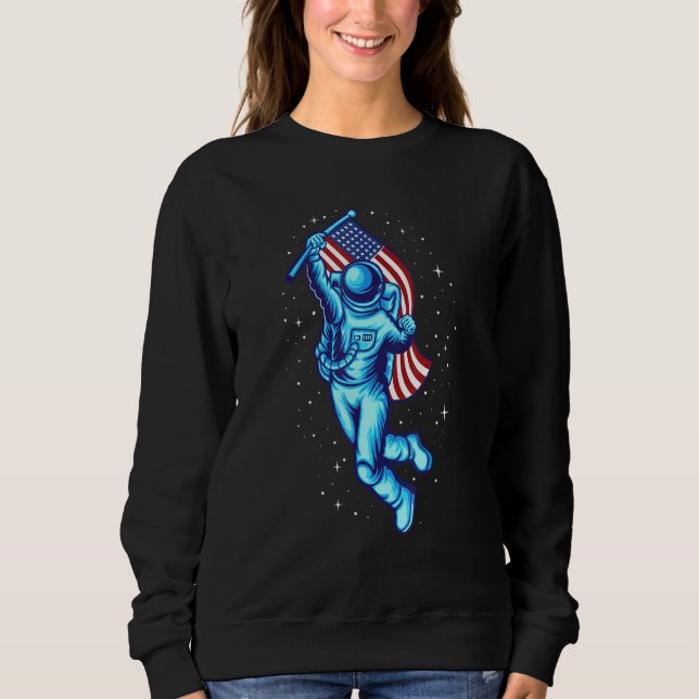 Sweatshirt L'astronaute Cosmonaut Space USA US Drapeau Rocket (Devant)