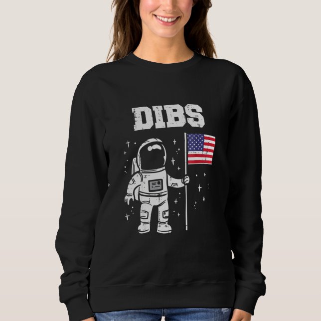 Sweatshirt L'Astronaute De Dibs Moon Us Drapeau Américain 4 J (Devant)