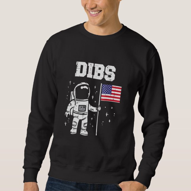 Sweatshirt L'Astronaute De Dibs Moon Us Drapeau Américain 4 J (Devant)