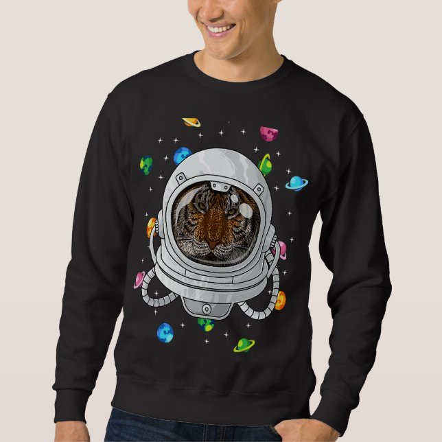 Sweatshirt L'astronaute du tigre, animal profond dans l'espac (Devant)