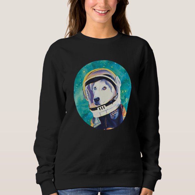 Sweatshirt L'astronaute Husky Dog Moms Dads (Devant)