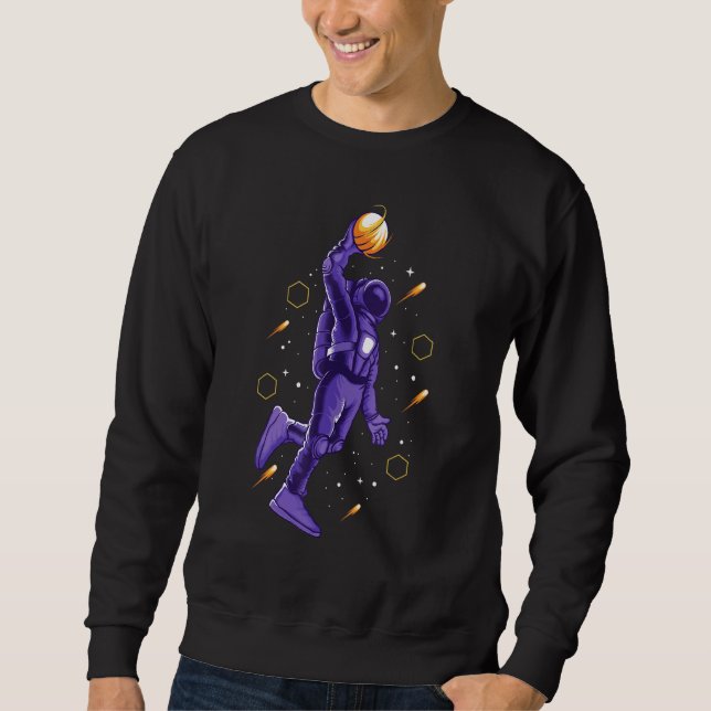 Sweatshirt L'Astronaute Slam Dunking Est Hors De Ce Monde (Devant)
